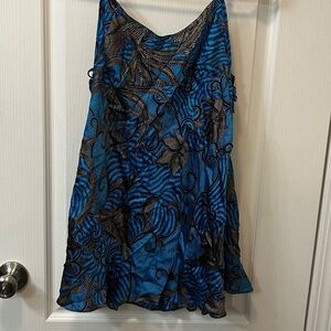 Y2k Vintage Victoria’s Secret Blue Paisley Slip Dress Size L 90s Satin Lingerie